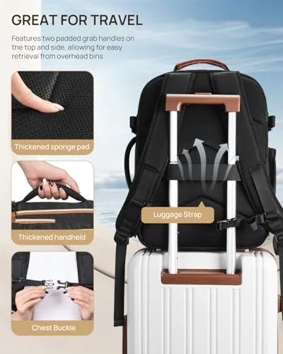 Travel Backpack in Black Beige Brown, view 3