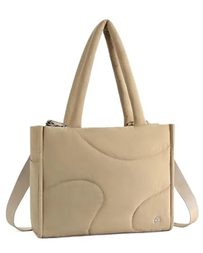 Quilted Tote Bag in Khaki