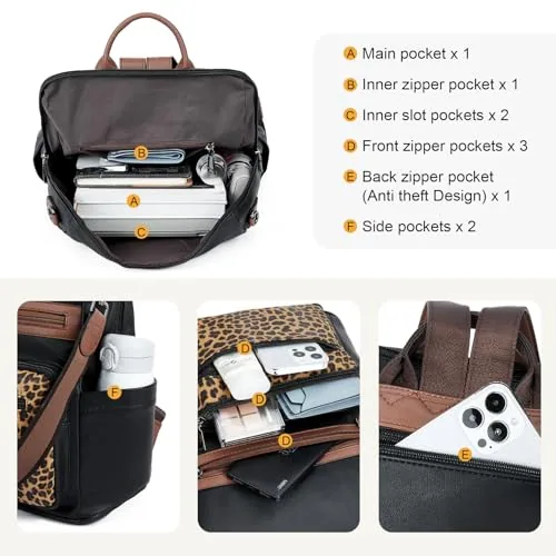 Large Tassel Backpack Purse in Brown Leopard, view 4