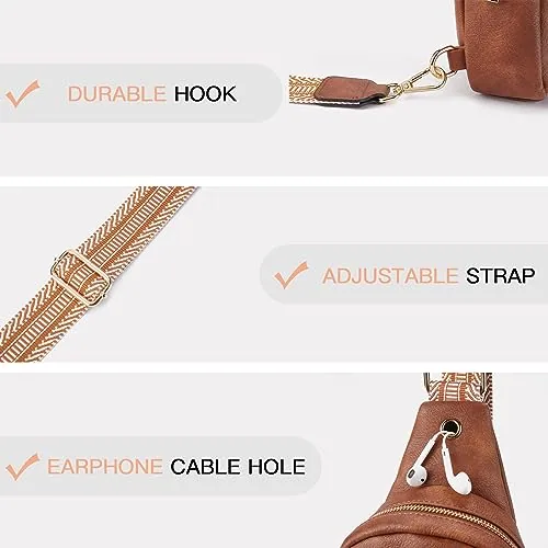 Vegan Leather Crossbody Bag in Brown, view 4